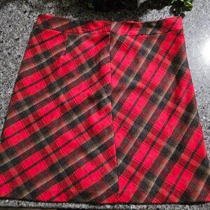 Wool Red Plaid Mini Skirt